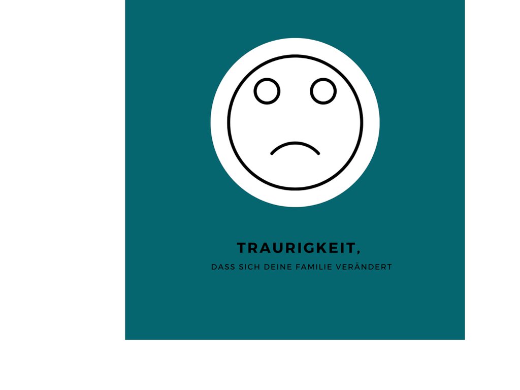 Trauriges Emoji mit dem Text: Traurigkeit, dass sich deine Familie verändert.